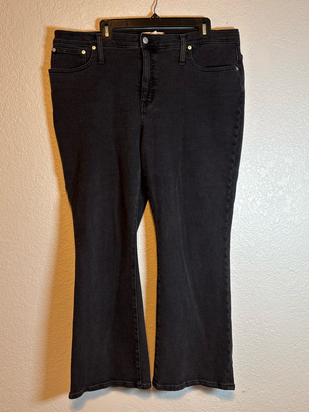 Madewell Mid Rise Kick Out Boot Jeans 33 Black